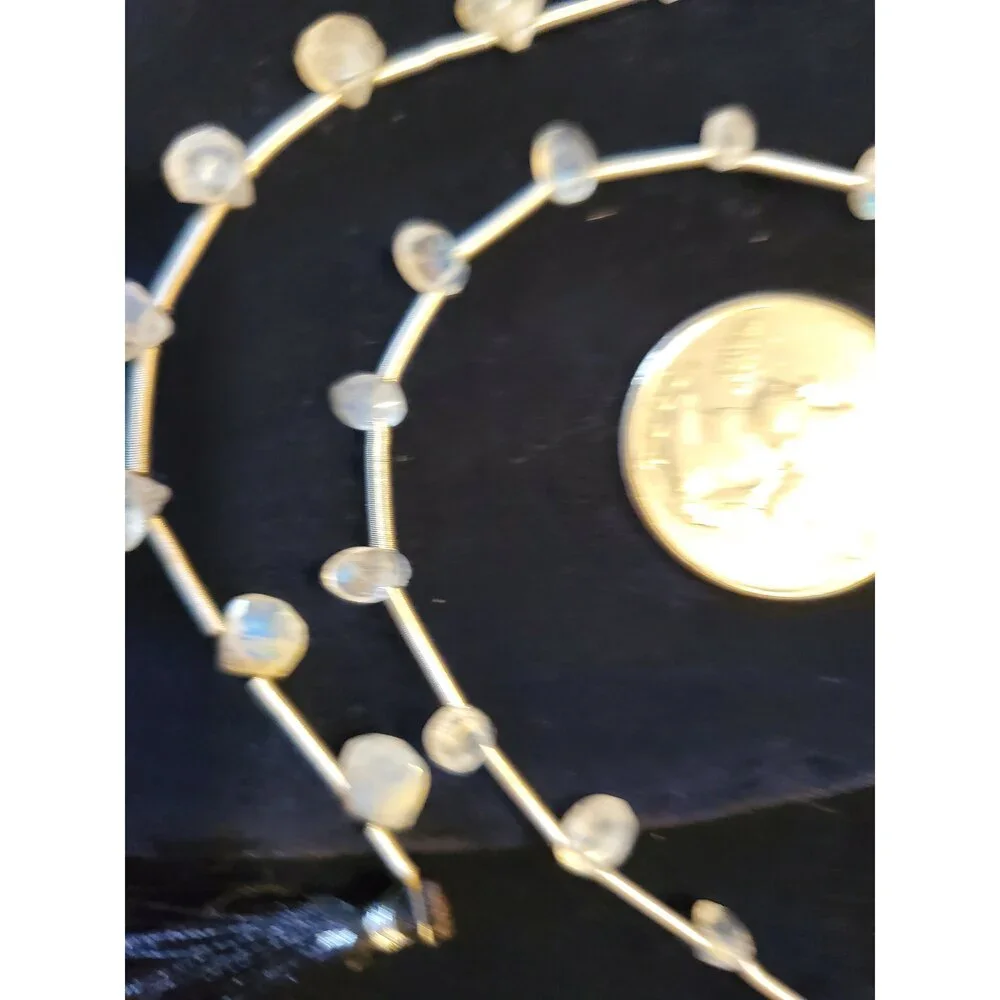 Faceted Milky Moonstone Briollette Beads, 2 Strands